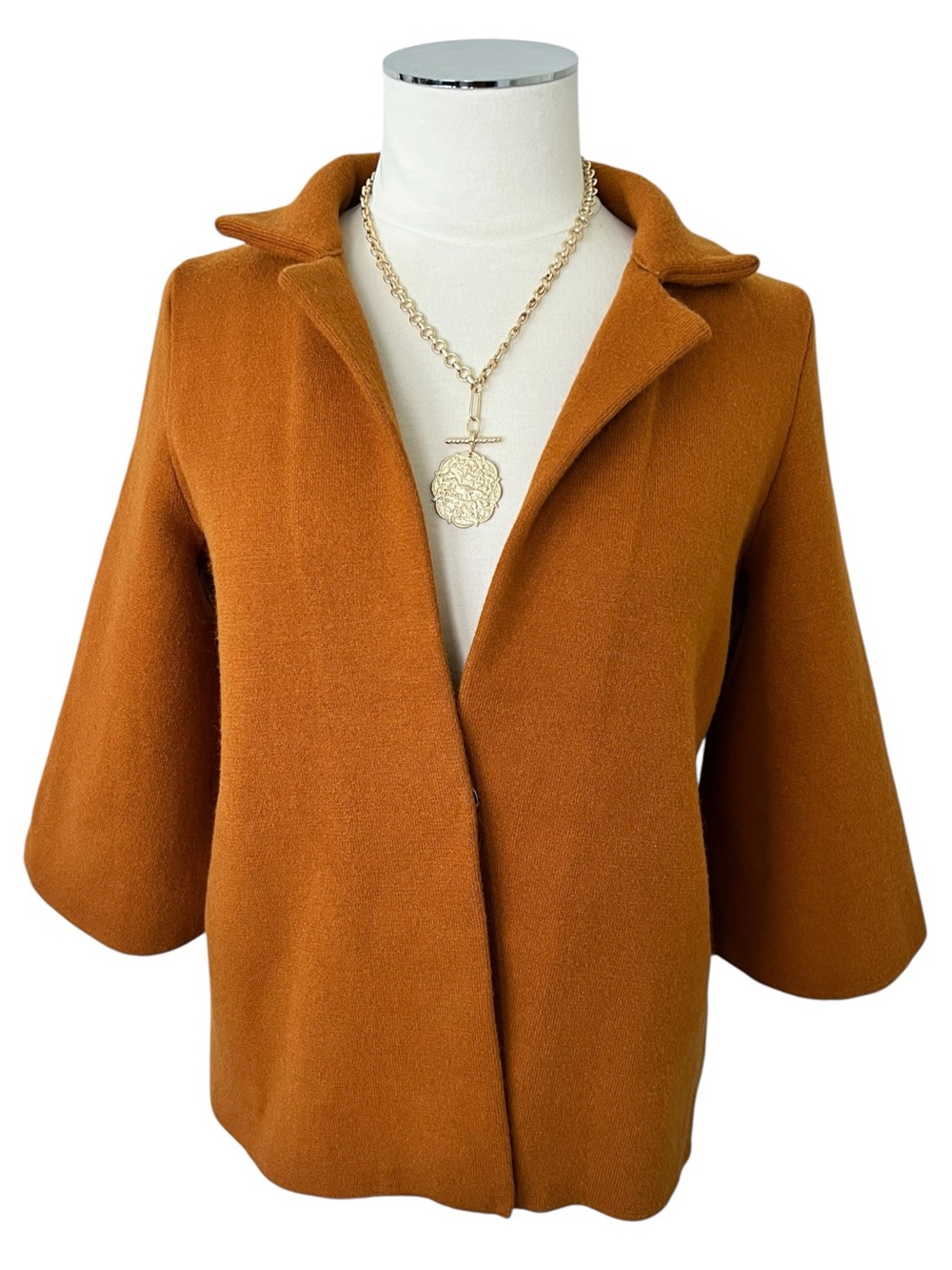 Anthropologie Moth Short Peacoat in Rust Orange Sz XS